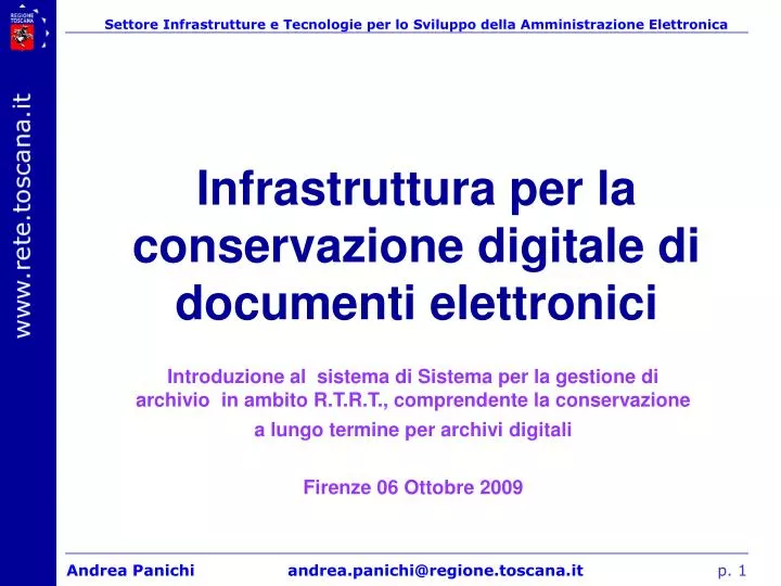 infrastruttura per la conservazione digitale di documenti elettronici n.