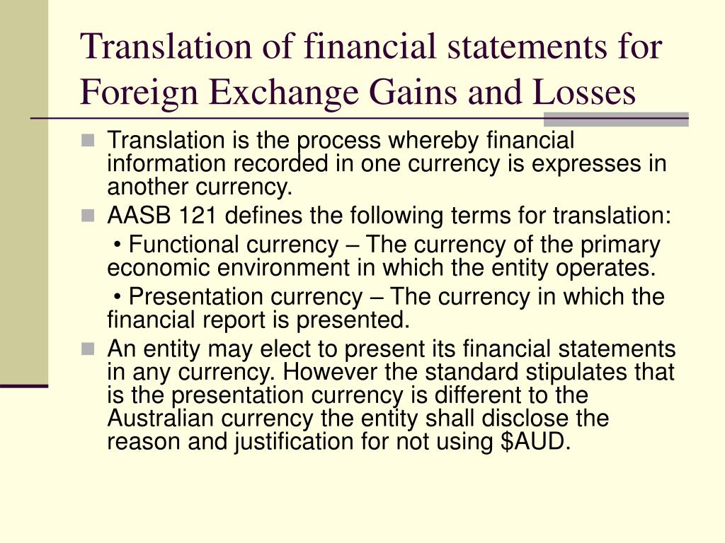 presentation of foreign exchange gains and losses ifrs