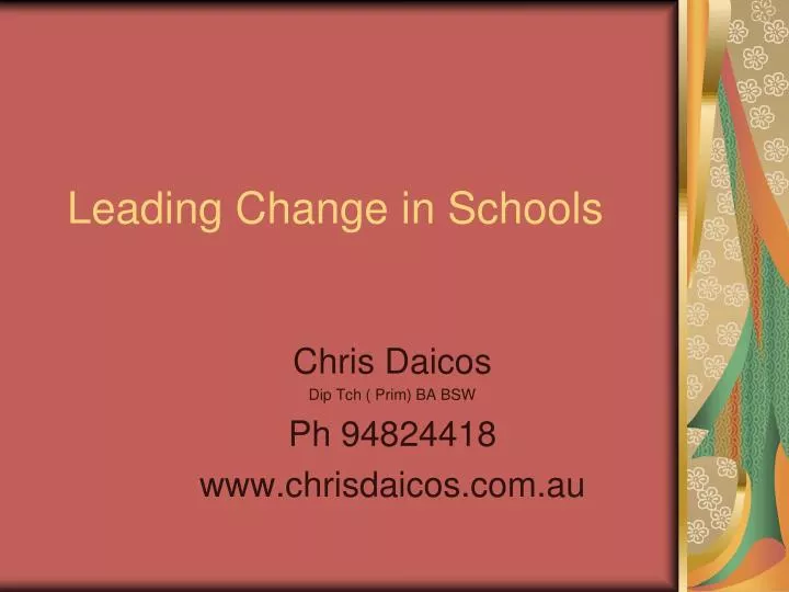 leading change in schools n.