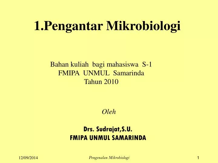 PPT - 1. Pengantar Mikrobiologi PowerPoint Presentation, Free Download ...