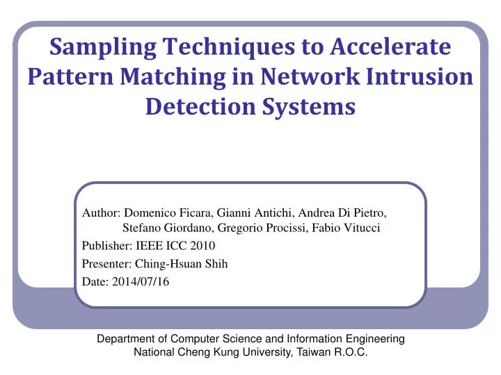 PPT Sampling Techniques to Accelerate Pattern Matching in Network