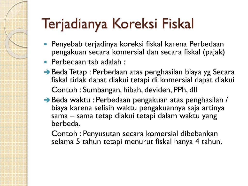 Ppt Penyusunan Laporan Keuangan Fiskal Koreksi Fiskal Powerpoint Presentation Id 4296917