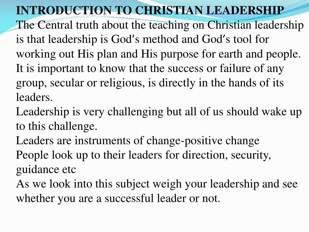 powerpoint presentation on christian leadership