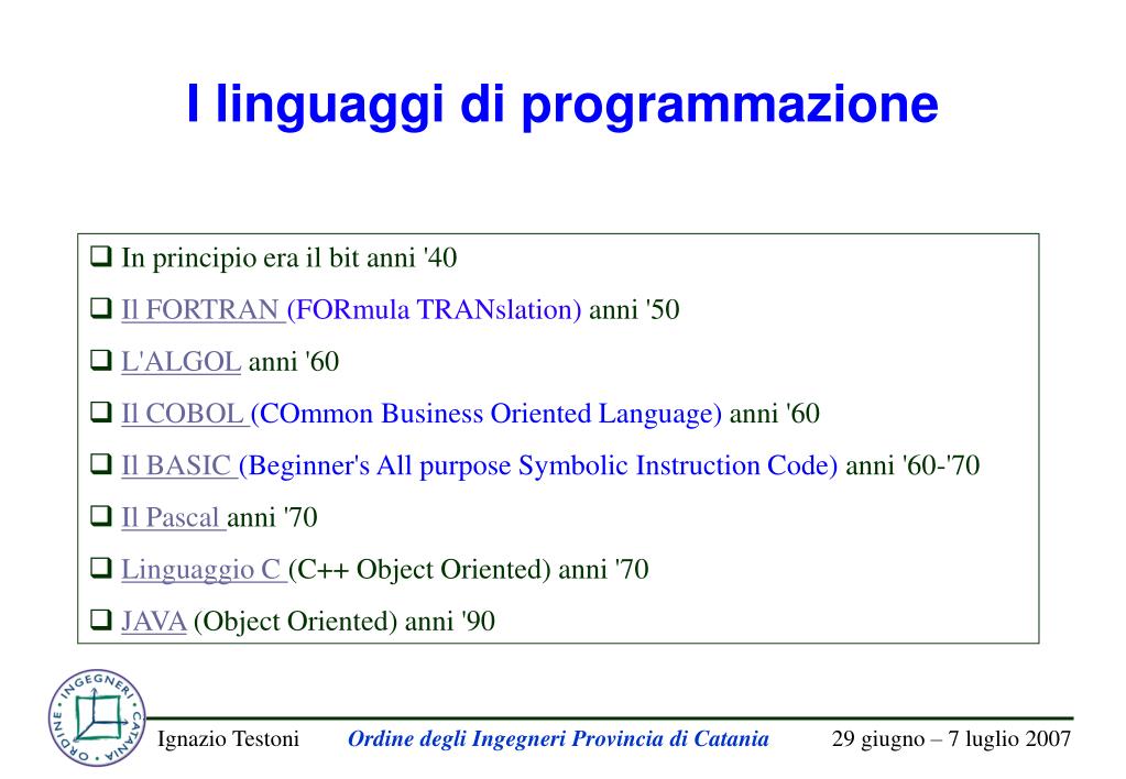 PPT - I linguaggi di programmazione PowerPoint Presentation, free ...