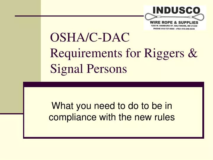 osha c dac requirements for riggers signal persons n.