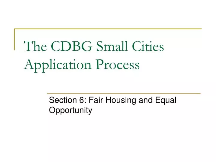 the cdbg small cities application process n.