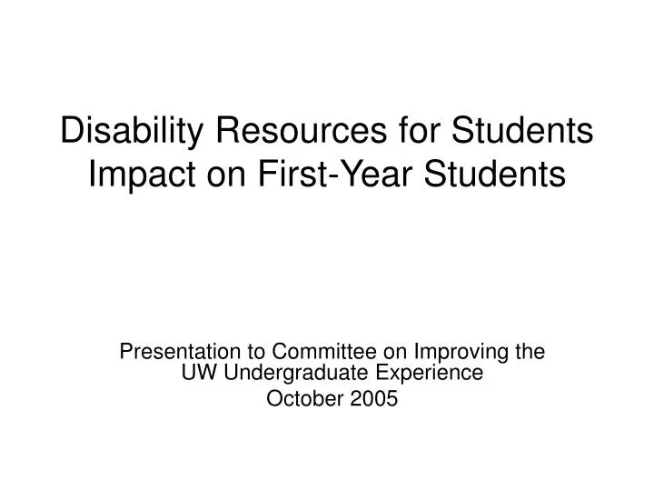 disability resources for students impact on first year students n.