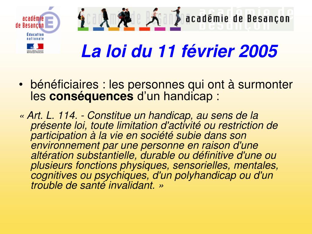 Loi Du 25 Ventose An 11 PPT - Rappels sur la loi du 11 février 2005 PowerPoint Presentation