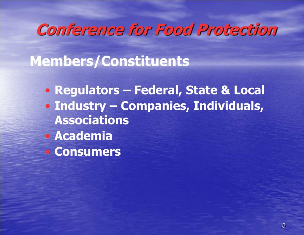PPT Conference for FOOD PROTECTION Promoting Food Safety through