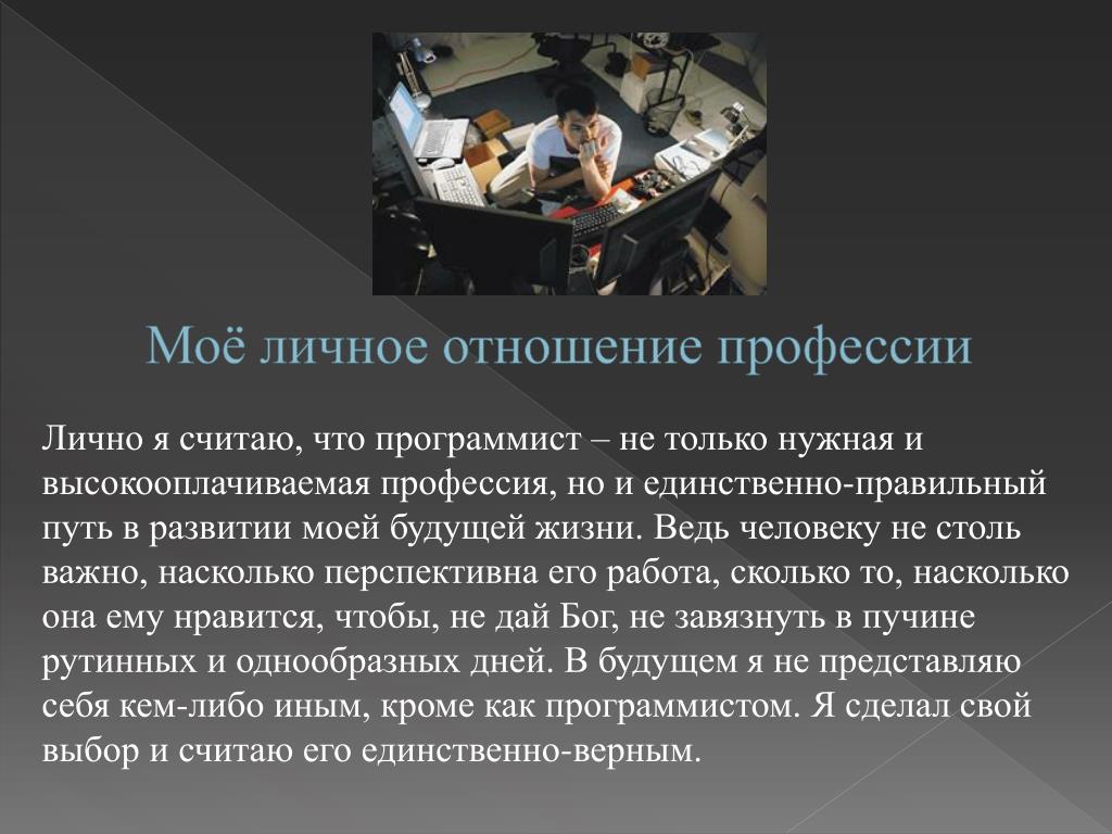 Проект мой профессиональный выбор 8 класс программист