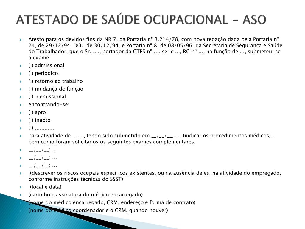 Ppt Atestado De SaÚde Ocupacional Aso Nr 7 Pcmso Powerpoint Presentation Id4302620 1885