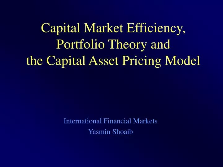 an analysis of the theory of the capital asset pricing model an analysis of the theory of the capital asset pricing model
