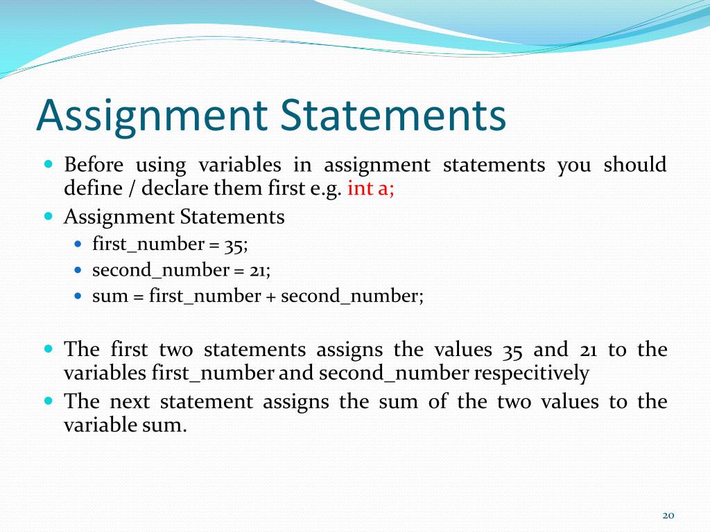 assignment statements coding