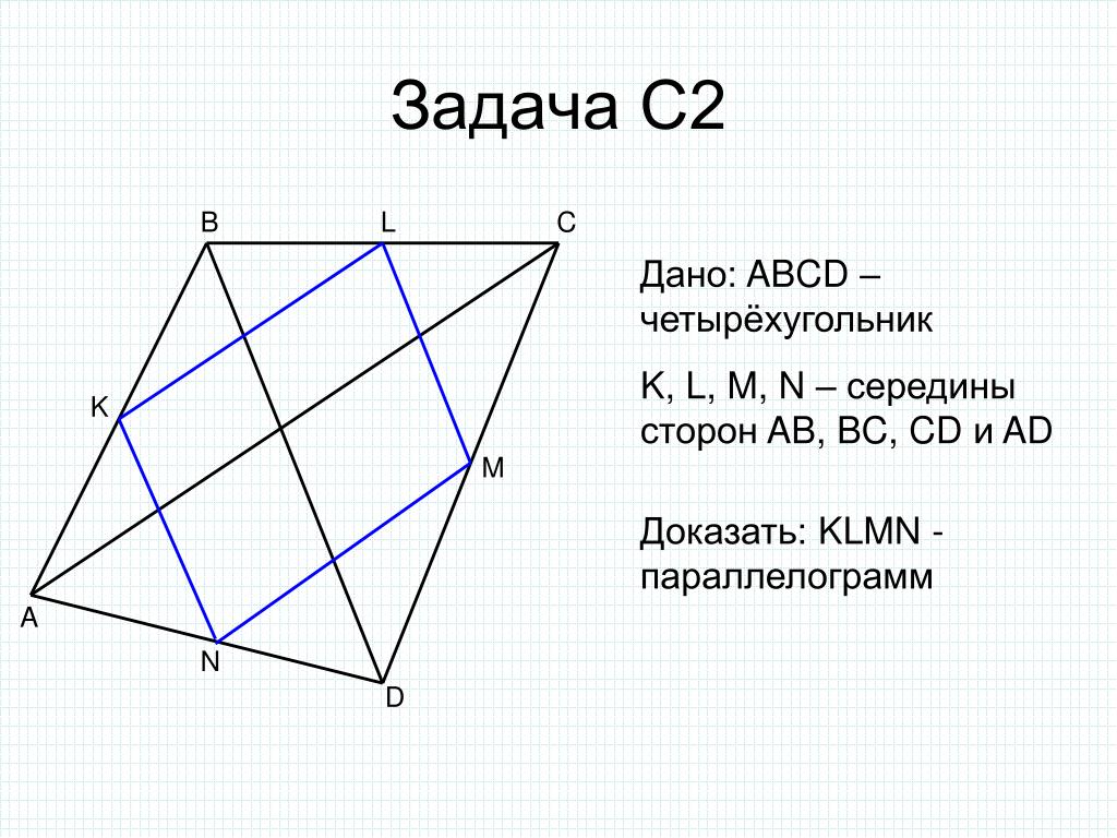 В четырехугольнике авсд аб бс сд. Четырехугольник АВСД. Четырехугольник середины сторон четырехугольника. Четырёхугольник ABCD. Задачи на Четырехугольники.