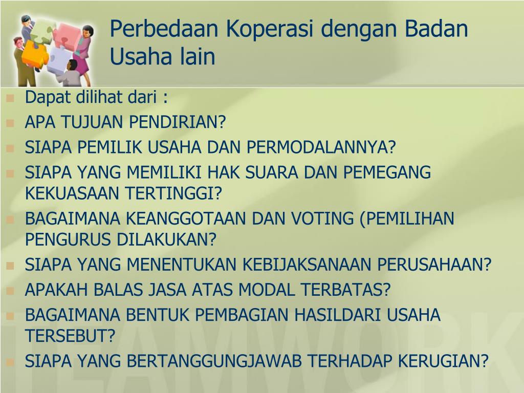 PPT PERBEDAAN KOPERASI DENGAN BENTUK BADAN USAHA LAIN PowerPoint