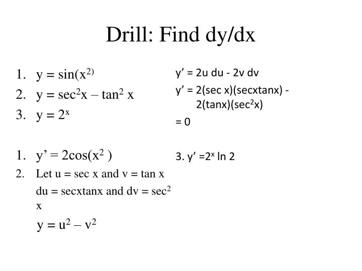 Ppt Drill Find Dy Dx Powerpoint Presentation Free Download Id