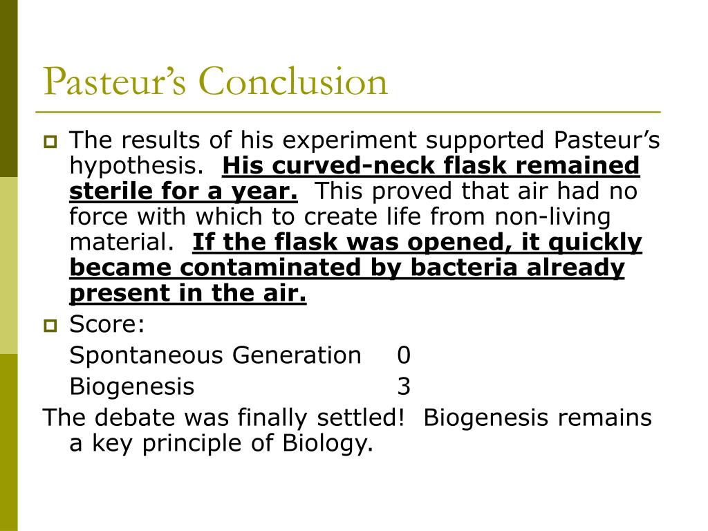 pasteur's experiment conclusion