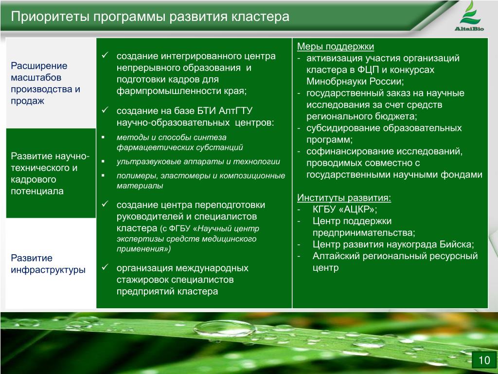 Развитие кластера. Программе приоритет. Меры поддержки для развития кластеров. Переподготовка кадров кластер схема. Центр кластерного развития Алтайского края.