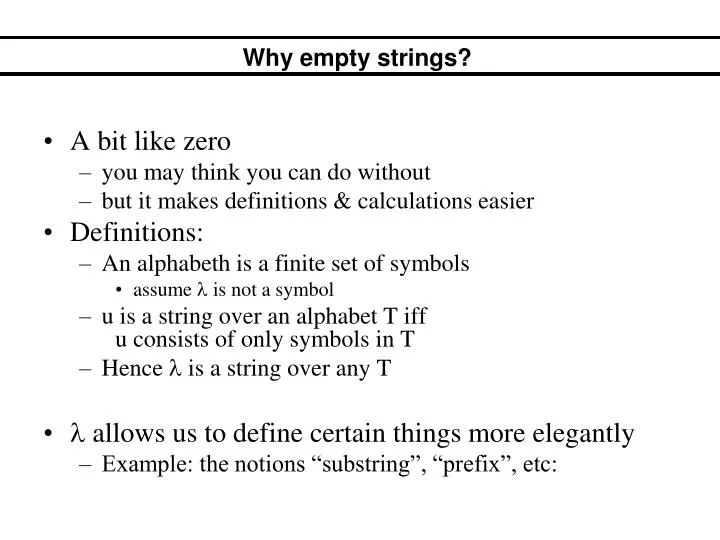 why empty strings n.
