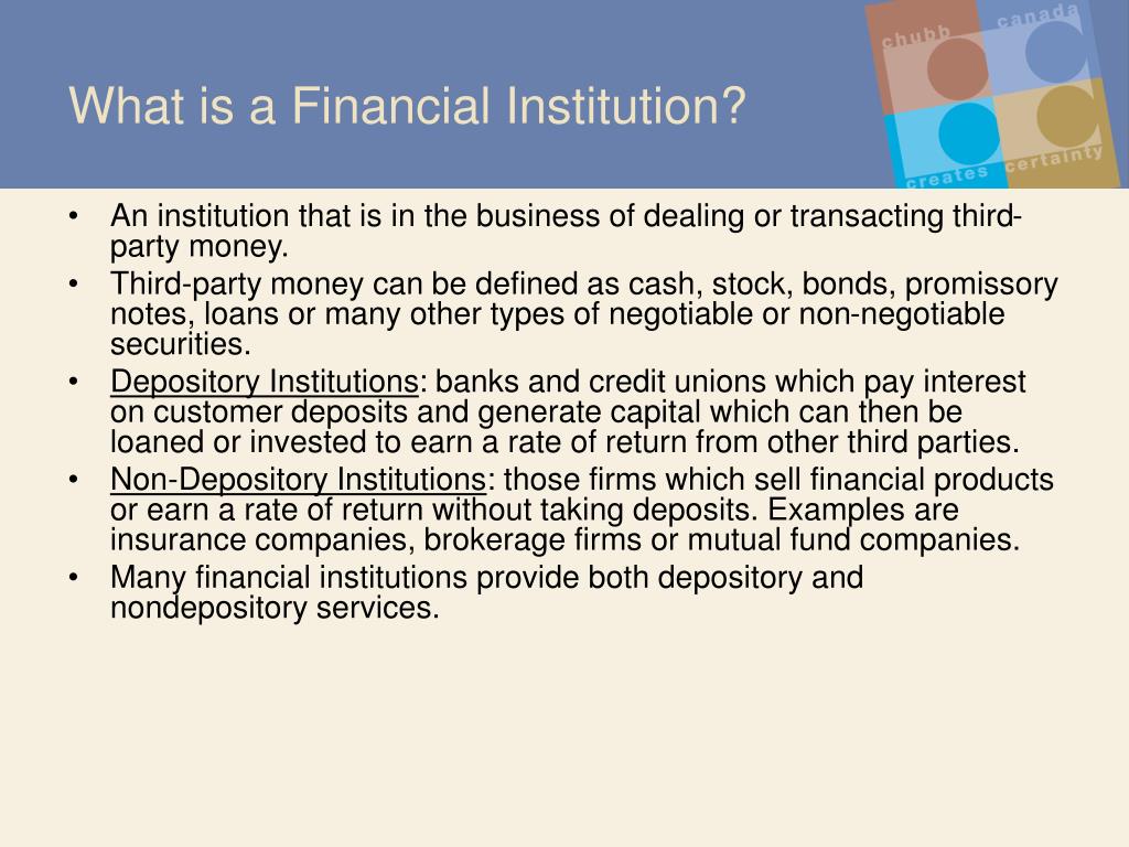presentation on topic financial institutions