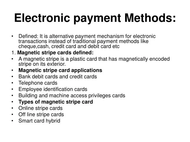 electronic payment methods n.