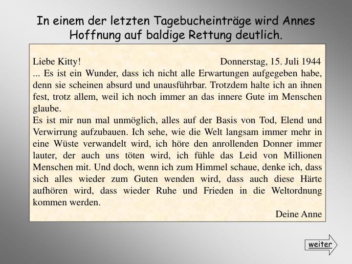 Anne Frank Tagebuch Letzter Eintrag PPT - Anne Frank PowerPoint Presentation - ID:4323363