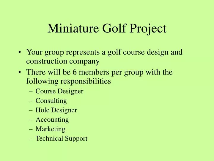 miniature golf project n.