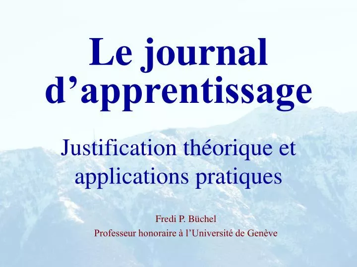 PPT  Le journal d’apprentissage PowerPoint Presentation, free download