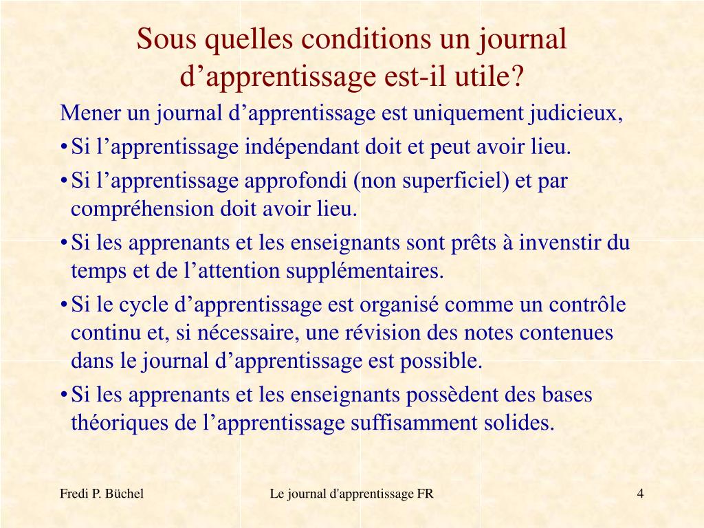 PPT  Le journal d’apprentissage PowerPoint Presentation, free download