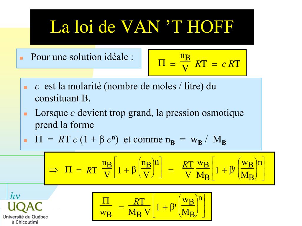 Loi De Van T Hoff Osmose PPT - LES SOLUTIONS DILUÉES PowerPoint Presentation, free download - ID
