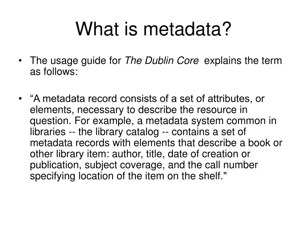 PPT - Introduction to Metadata PowerPoint Presentation, free download ...
