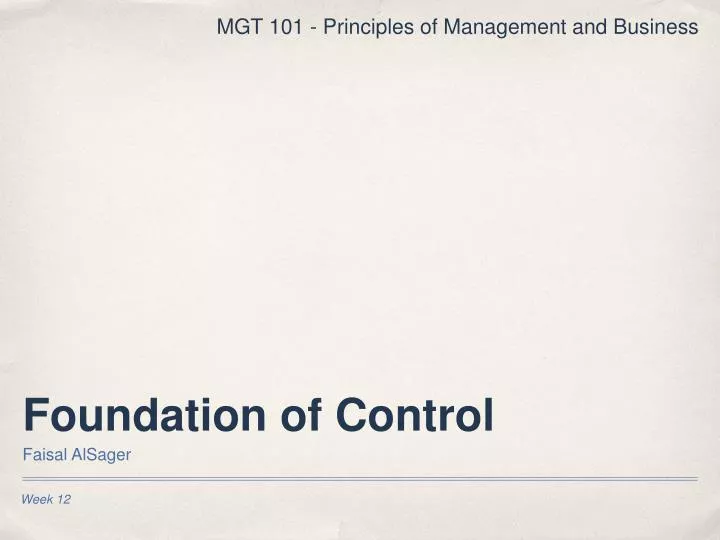foundation of control n.