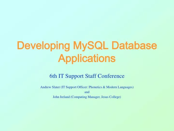 PPT - Developing MySQL Database Applications PowerPoint Presentation ...