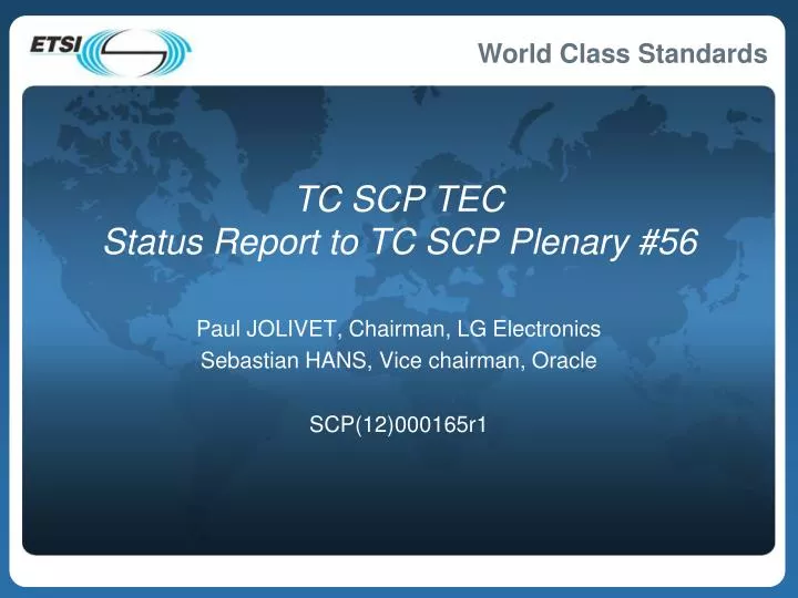 tc scp tec status report to tc scp plenary 56 n.