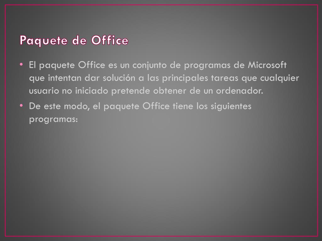 PPT - Paquete de Office PowerPoint Presentation, free download - ID:4335378