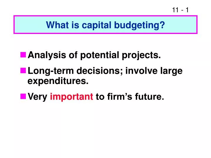 what is capital budgeting n.