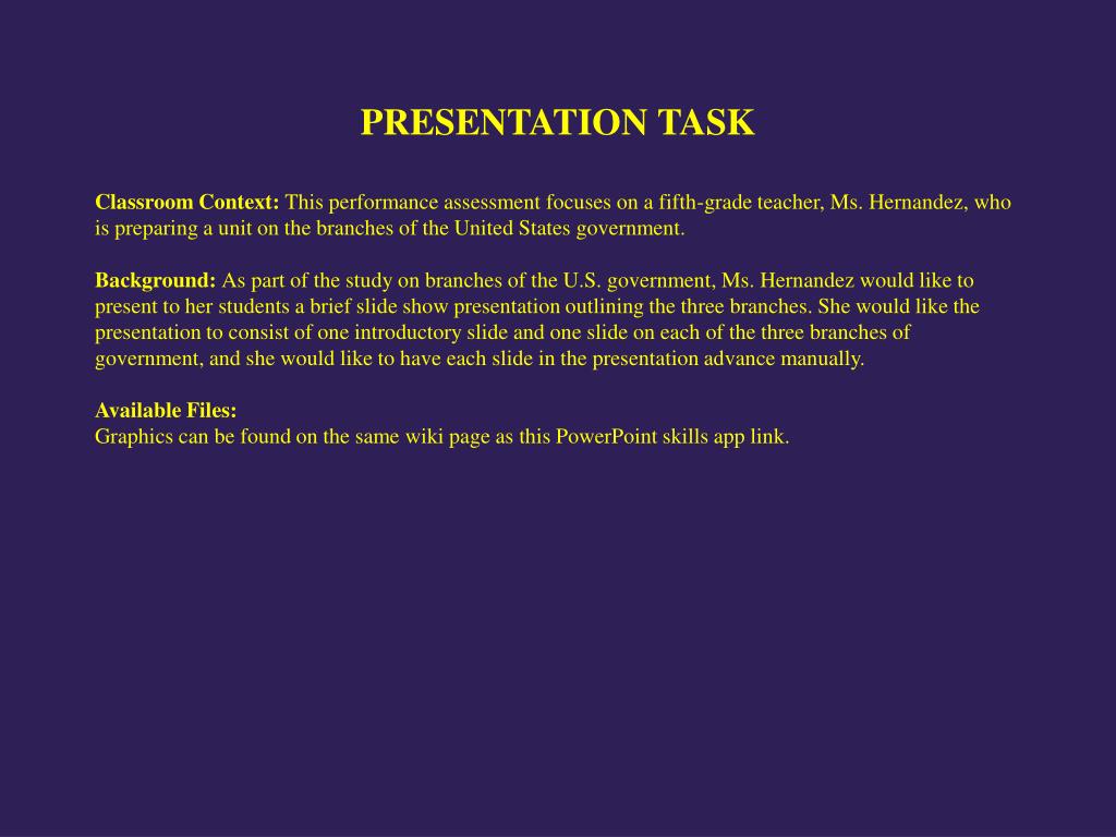 presentation task meaning