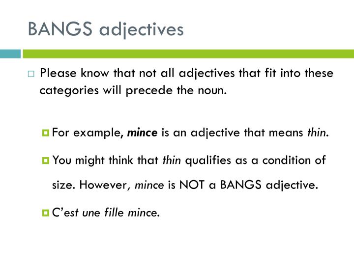 bangs adjectives