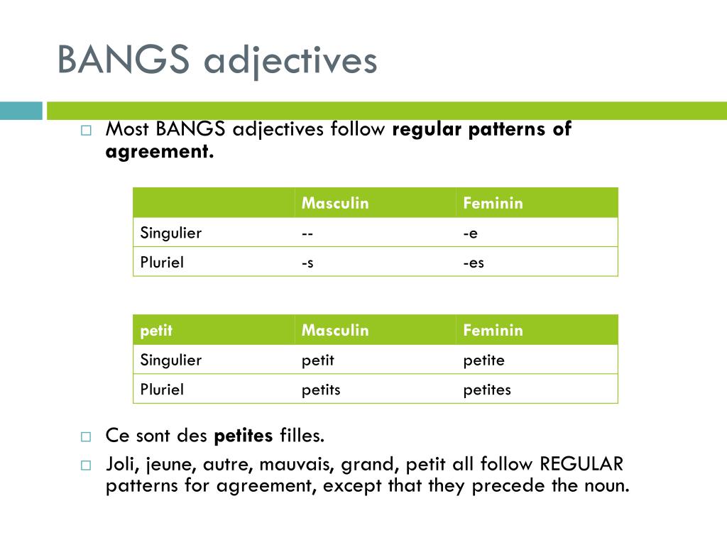 bangs-adjectives