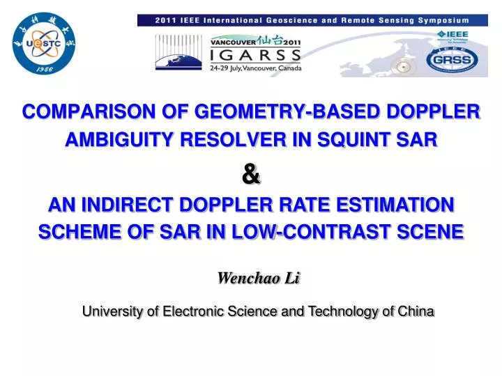 comparison of geometry based doppler ambiguity resolver in squint sar n.
