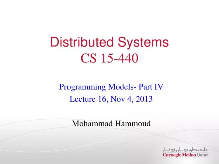 distributed systems cs 15 440 n.