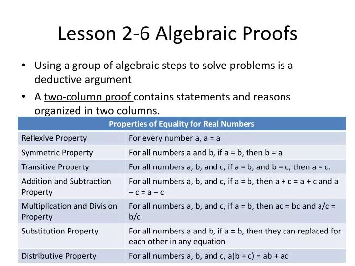 Lesson 5 - Algebraic Proofs