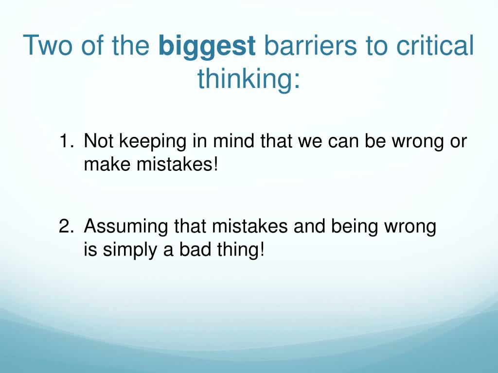 barriers of critical thinking examples