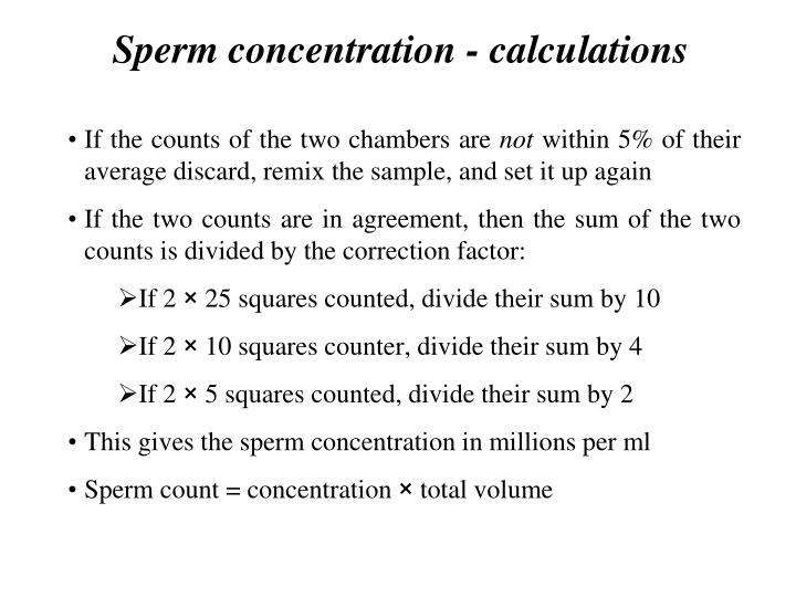 calculating sperm concentrations Calculating sperm concentrations