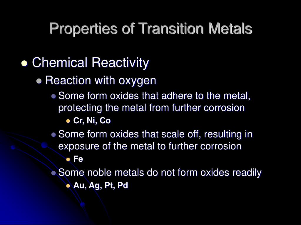transition metals reactivity transition metals reactivity