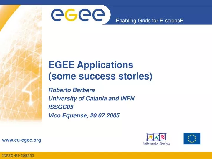 egee applications some success stories n.