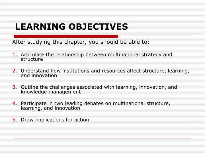 writing learning objectives for a presentation