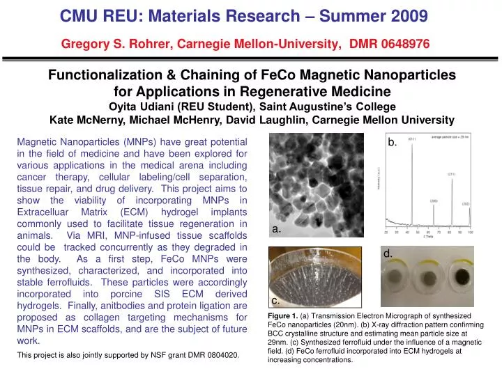 cmu reu materials research summer 2009 gregory s rohrer carnegie mellon university dmr 0648976 n.
