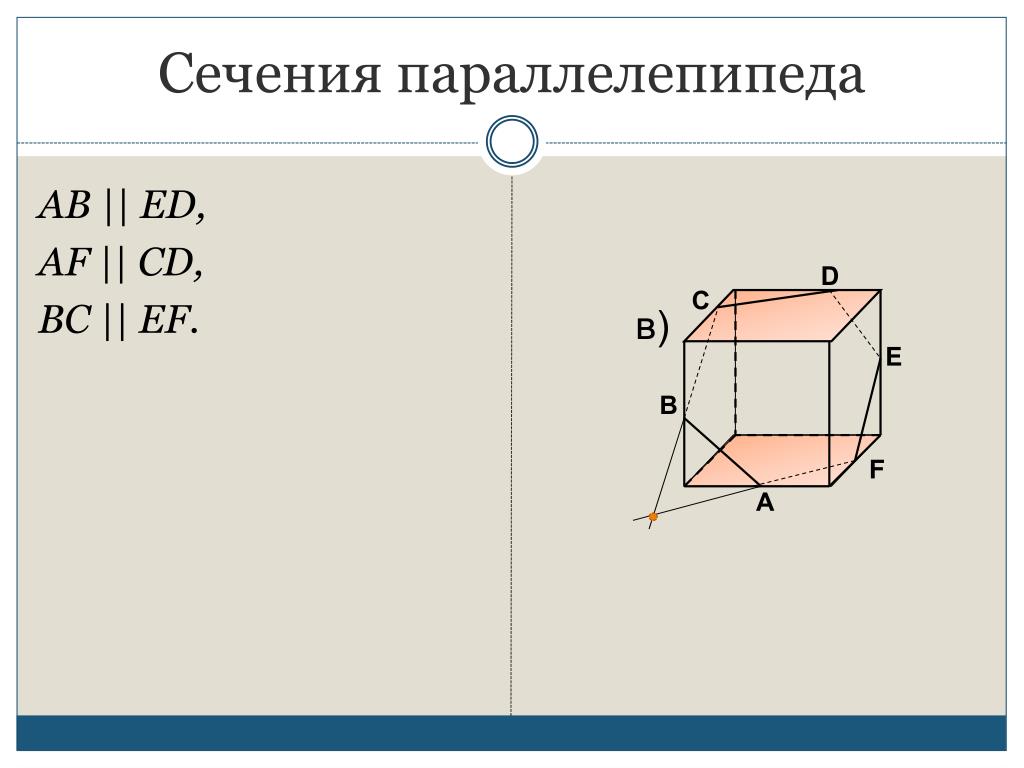 Постройте сечение данного параллелепипеда Постройте сечение данного параллелепипеда