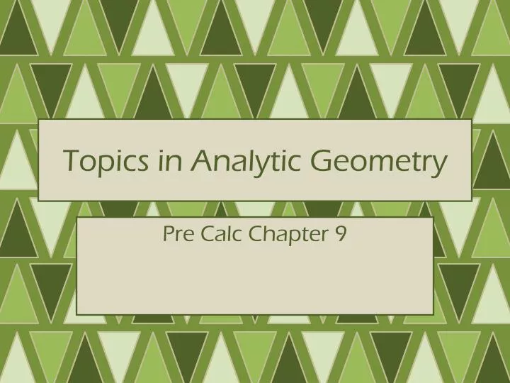 topics in analytic geometry n.